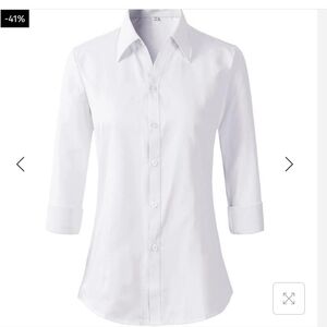 Beninos  Brand, Woman's,White ,Long Sleeve Button Down Shirt.Size M,NWT